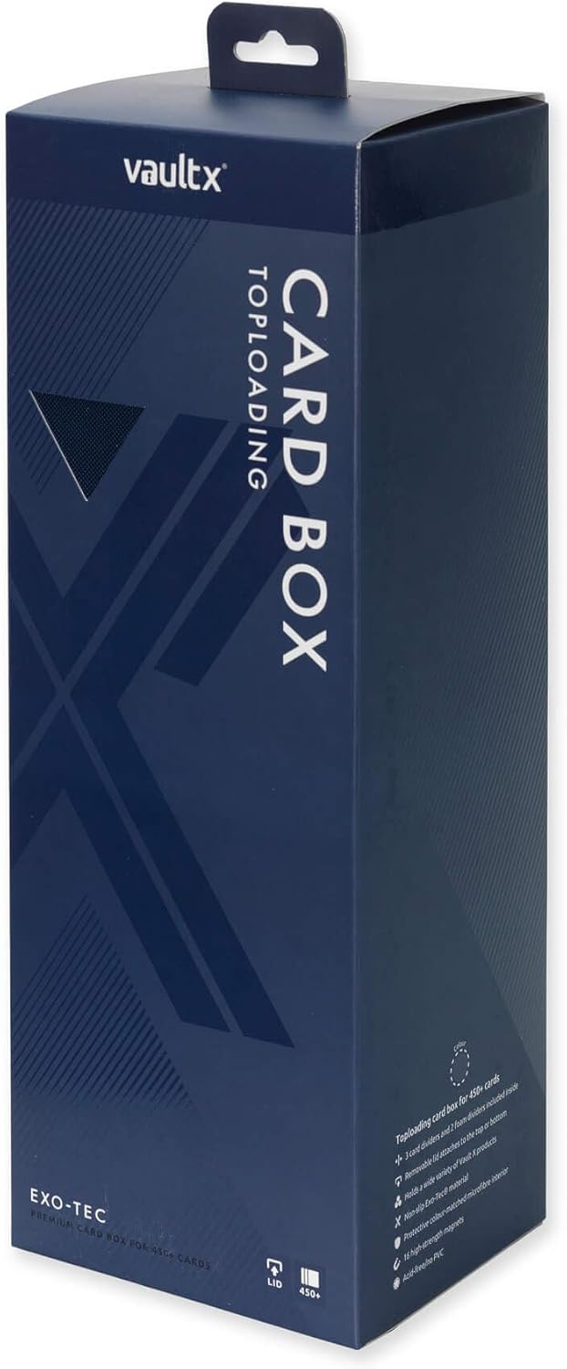 Vault X Trading Card Storage Box - Premium Exo-Tec Material, Detachable Magnetic Lid & Organizers | Blue