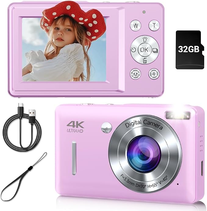 Digital Camera, 44MP Compact Camera, FHD 1080P Point and Shoot Digital Cameras