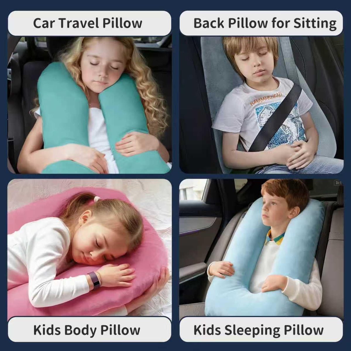 Travel Pillow,Car Pillow for Kids on Road Trip,Head and Neck Support,Pink | Car Travel Essentials Sleeping Pillow for Kids and Adults with Adjustable Strap,Plush Faux Fur, High-Resilience PP Cotton