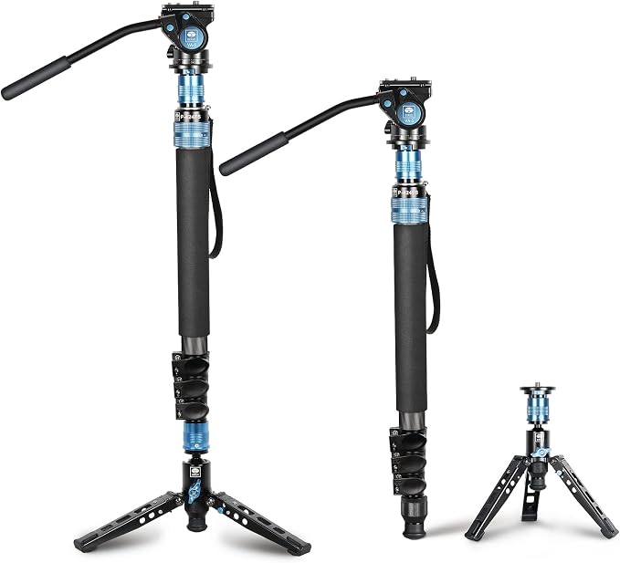 SIRUI P-424FS Carbon Fiber Camera Monopod Kit, 66.3" Heavy Duty Professional
