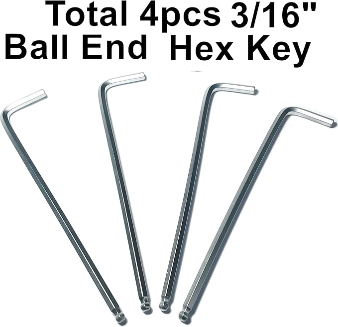 4pcs 3/16 Ball End Allen Wrench sets,3/16" Hex Key Wrench set,allen key Door Key L Shaped hex wrench set with Long Arm.