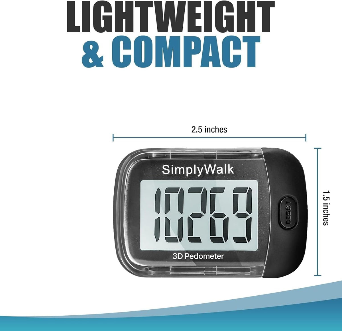Skiennix Pedometer - Step Counter with Large Display for Walking | Ideal for Women, Men, Kids & Seniors