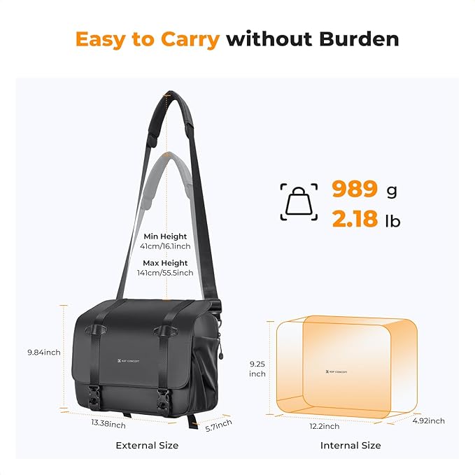 K&F CONCEPT Camera Sling Bag, Waterproof Crossbody Shoulder DSLR/SLR/Mirrorless
