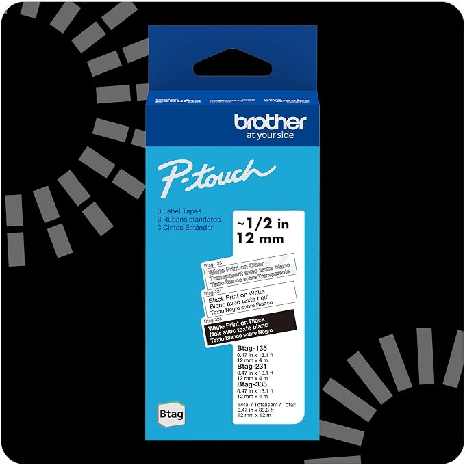 Brother Genuine P-Touch Btag Label Tape, 0.47 in by 13.1 ft
