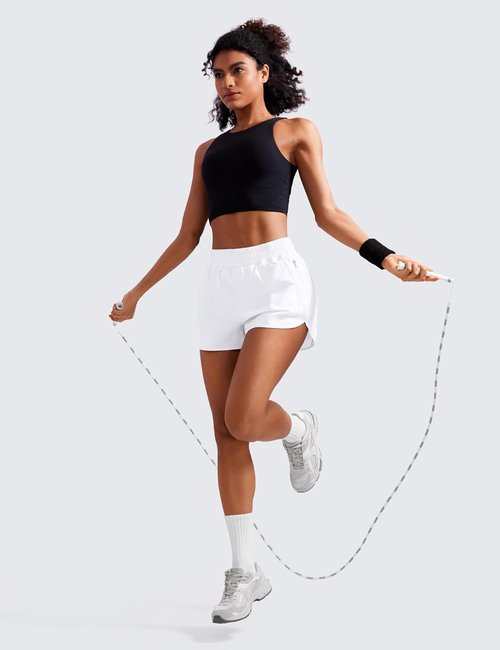 CRZ YOGA Dolphin Athletic Shorts - High Waisted Quick Dry Running Shorts with Zip Pocket | 3" Length
