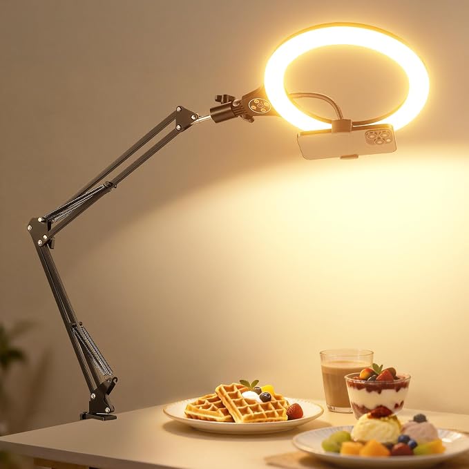 NEEWER Entry Level Version 10.5" Overhead Desktop LED Ring Light, Clamp Stand