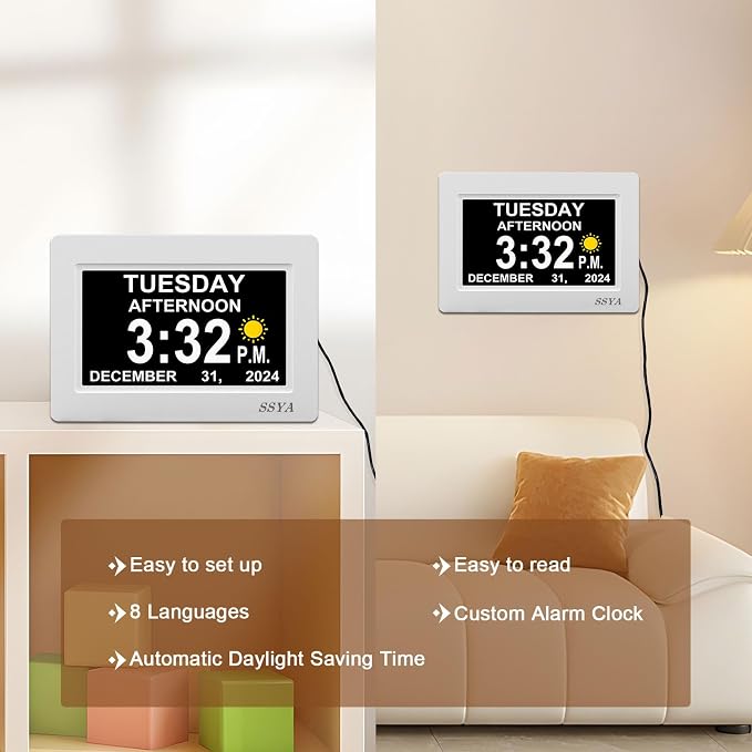 SSYA Digital Calendar Alarm Clock