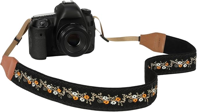 MoKo Camera Strap, Cotton Vintage Embroidered Camera Strap, Adjustable Neck &