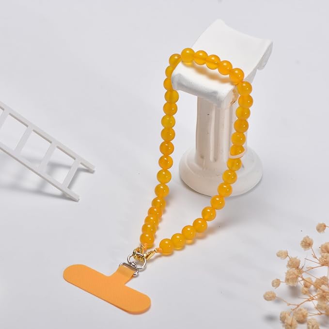 Agate Beaded Phone Wrist Strap for Women Men Stone Beads Charm Handmade