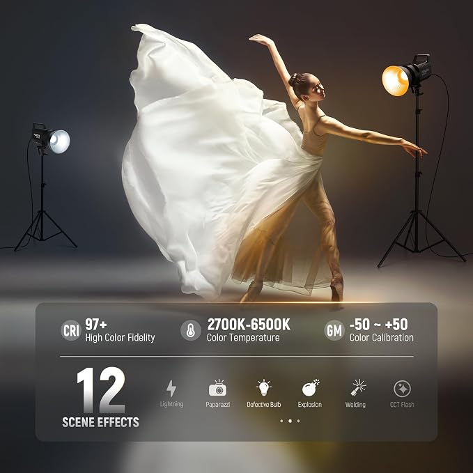 NEEWER FS300B 300W LED Studio Video Light, Bi Color COB Continuous Lighting