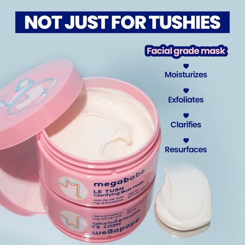 Megababe Butt & Body Acne Mask - Le Tush | Clarifying, Exfoliating & Hydrating Formula | 6.7 fl oz