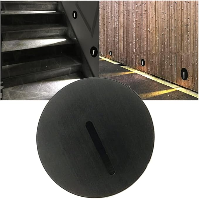 TTPP 1W LED Recessed Wall Lamp Stair Light AC85-265V Step Light Indoor Recessed Staircase Lamp Stairway Corridor Wall Foot Lamp Sconce Lights-WarmWhite-Black