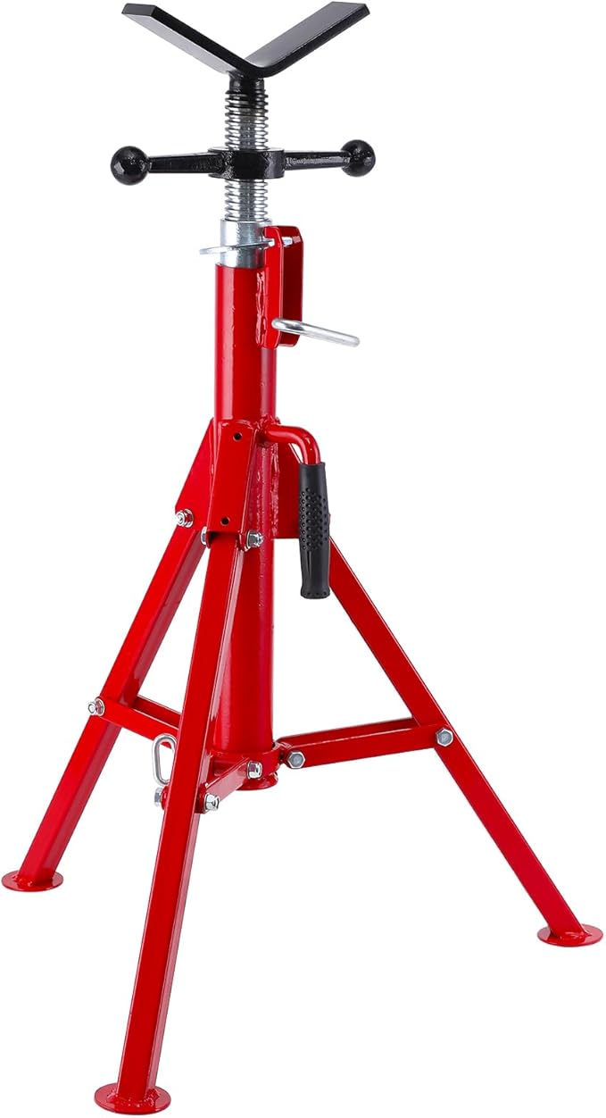 Garvee V Head Pipe Jack Stand,1/8 in-12 in Capacity,Adjustable Height 28 in -52 in, 2500 LB,Heavy Duty Carbon Steel Body More Durable, Folding Portable Pipe,Steel Jack Stands