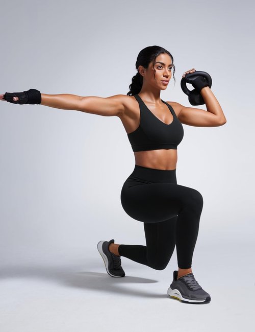 CRZ YOGA Sports Bra - Butterbreeze Criss Cross Back with V Neck & Adjustable Straps | Padded Crop Top