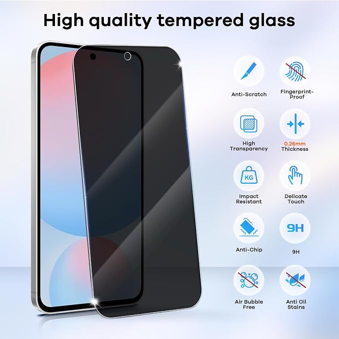 3+3 Pack for Samsung Galaxy S24 FE 5G Privacy Screen Protector & Phone Camera