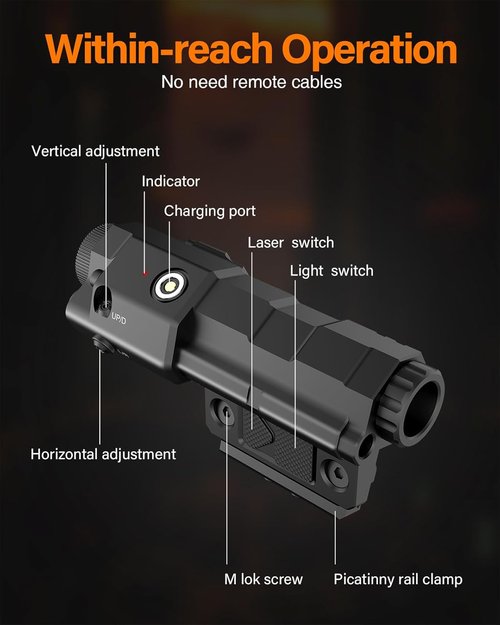 Mlok 940nm IR Illuminator Flashlight - Rechargeable Laser Combo for Night Vision Scopes