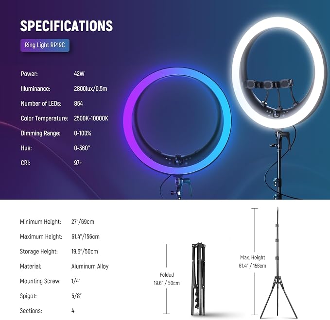NEEWER 19" RGB LED Ring Light