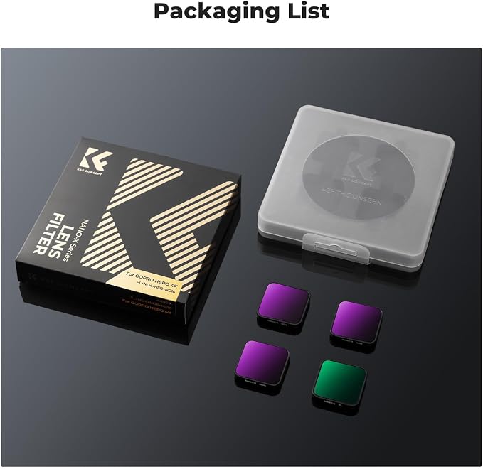 K&F CONCEPT ND PL Filter Set for GoPro Hero 4K Camera, 4 Pack PL ND4 ND8 ND16