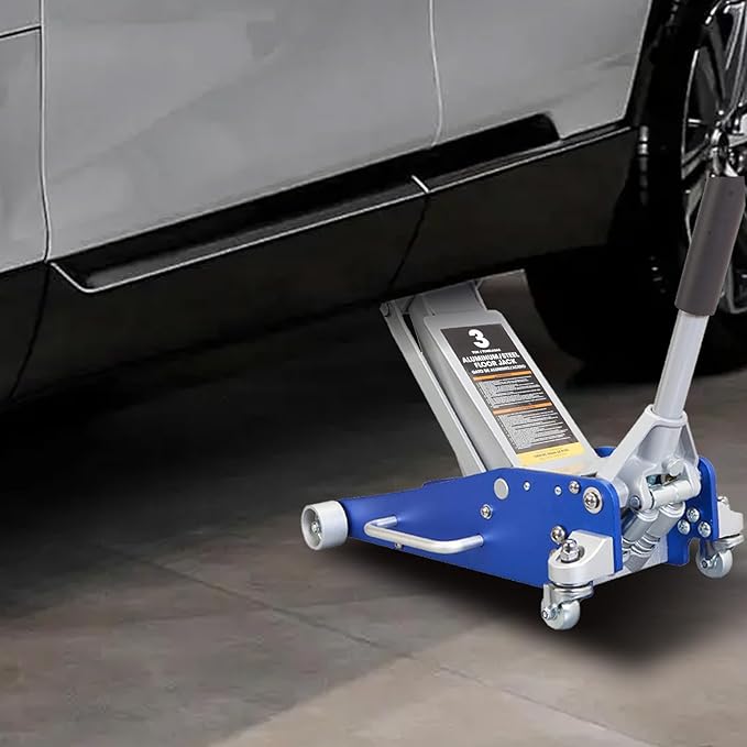 Big RED AT830011LUR Torin Low Profile, Aluminum and Steel Floor Jack with Dual Piston Quick Lift Pump,3 Ton (6,000 lb), Blue/Silver