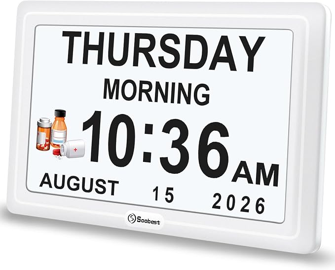 Soobest Dementia Digital Clock for Seniors Elderly, 20 Alarm Reminders 3