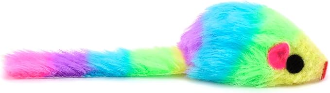 CHIWAVA 36PCS 1.8" Rainbow Color Furry Cat Toy Mice with Rattle Kitten Mouse Interactive Play