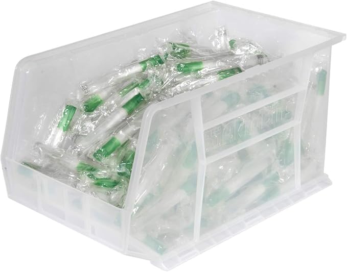 Akro-Mils 30260 AkroBins Plastic Storage Bins, Space-Saving Stackable Bins for Garage, Pantry, Craft Organization, 18" x 11" x 10", Clear, 6-Pack