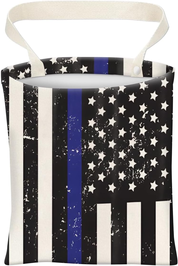 Car Trash Can, Cute Car Trash Bag, Hanging Car Organizer and Storage Bag, Trash Bin for Car Accessories, Vehicle, Travelling, Camping Retro American Flag