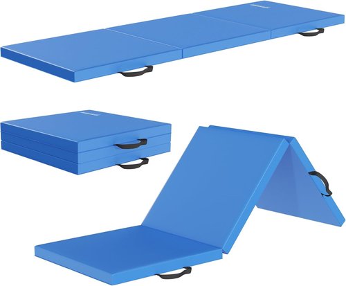 Fitvids Folding Exercise Mat - High-Density 2'x6'x2" Gymnastics Mat with Carrying Handles for Home Yoga & Pilates