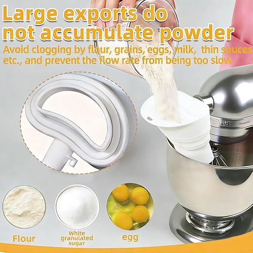 2026 Upgraded No-Mess Flour Funnel for KitchenAid Stand Mixer with Scoop and Cleaning Brush, Foldable Silicone Pouring Chute for 4.5-5 Qt Tilt-Head KSM150 Artisan, Splash-Proof Set, Dishwasher Safe