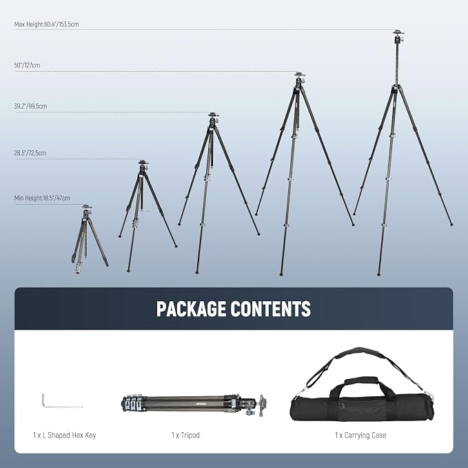 NEEWER 60.4" Travel Tripod Carbon Fiber
