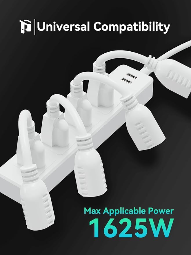 PLUGTUL 3 FT Extension Cord White, 4-Pack Short Power Cord, Indoor/Outdoor 16 Gauge 3 Prong Grounded Wire ETL Listed, 13A 1625W 125V SJTW