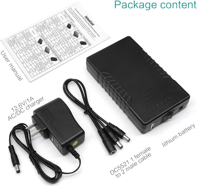 Talentcell Rechargeable 12V 6000mAh/5V 12000mAh DC Output Lithium ion Battery