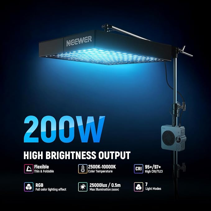NEEWER Pro 200W Flexible LED Video Light, Studio RGB Panel Light Mat Kit