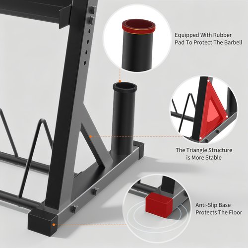 GarveeLife 3 Tier Barbell Storage Racks,1000 LBS Capacity Adjustable Weight Rack for Dumbbell, Kettlebell, Barbell Bar(Q235 Carbon Steel)