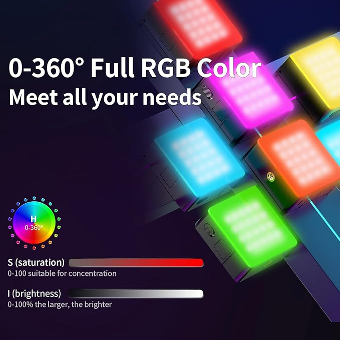 ULANZI VL49 Pro RGB Video Light, Mini Rechargeable LED Camera 360° Full Color