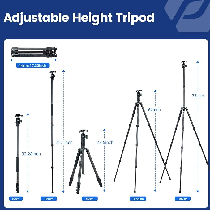 Fotopro 73" Carbon Fiber Tripod