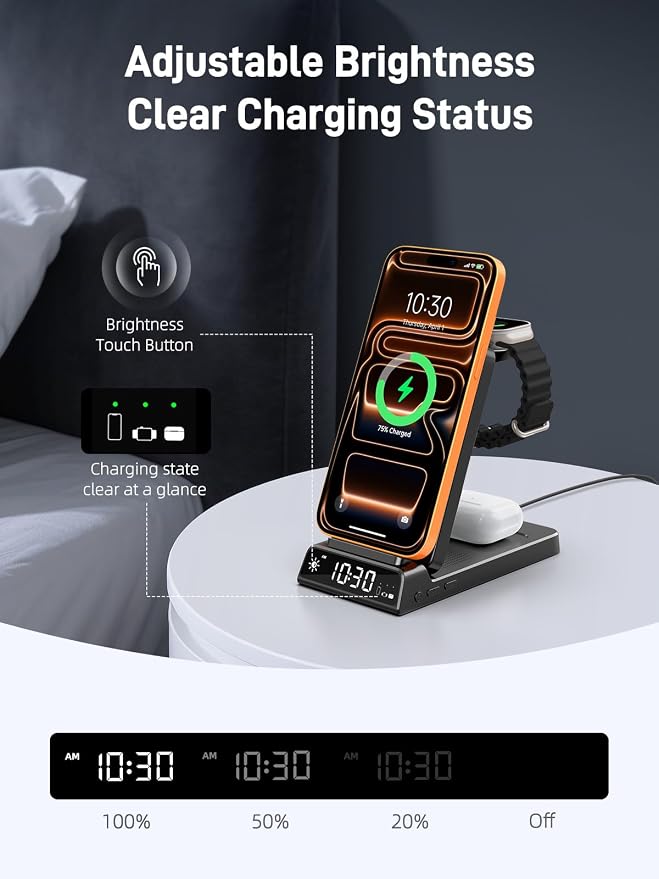 3 in 1 Charging Station for Apple, ELECDOV Magnetic Charger for iPhone