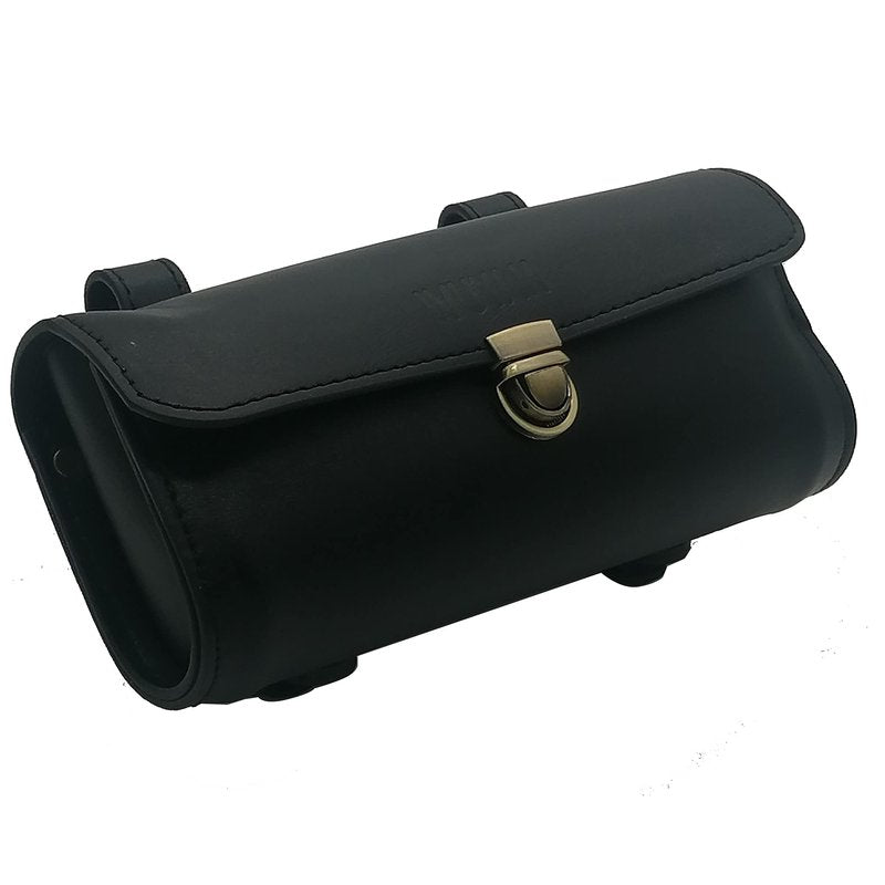 WUYAN Bike Handlebar Leather Bags Under Seat Retro Classical Mountain MTB Road Bike Leather Bag for Cell phone， Saddle Tail Rear Pouch Seat Storage Cycling Case Carry Accessories (Black)