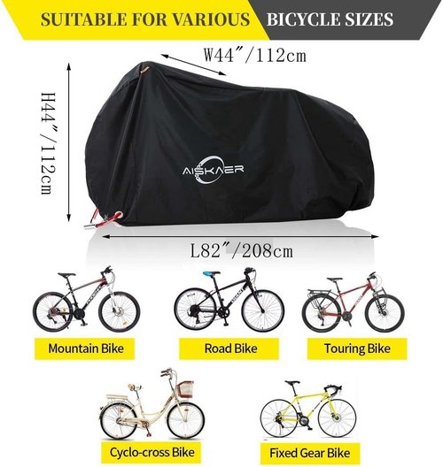 Aiskaer Bike Cover - Waterproof Heavy-Duty Protection for 2-3 Bikes | Black Polyester