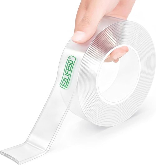 EZlifego Heavy-Duty Double-Sided Tape - Clear Nano Adhesive for Picture Hanging (9.85FT)