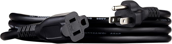 Amazon Basics Extension Cord, 3 Prong Outlet Extender, Indoor Power Cord, 13 Amps, 125V, 6 Ft, Black