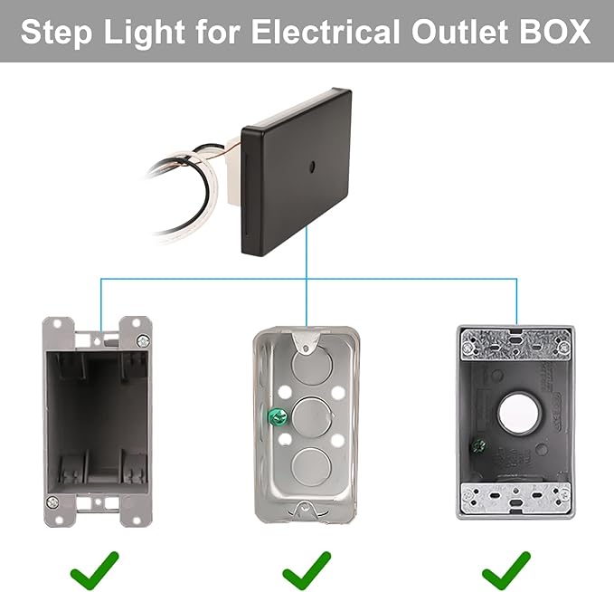 Wall Lights for Stairway Indoor Outdoor, 100V-277V Wired LED Recessed Stair Lights for Outlet Box, 2.5W Dimmable RGB Color Changing Lights for Christmas Halloween, IP65, ETL, Black, 6Pack