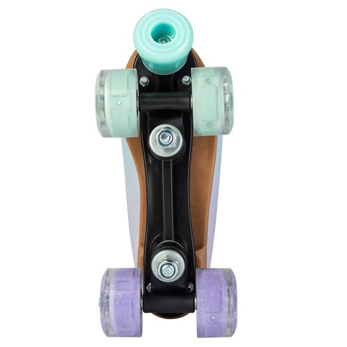 MEIGLQEA Roller Skates for Girls and Women, PU Leather Gradient Green Purple Roller Skates with Flash Wheels, Indoor Outdoor Roller Skates for Youth Beginner Girls Ages 8-12 (32-Youth 1)
