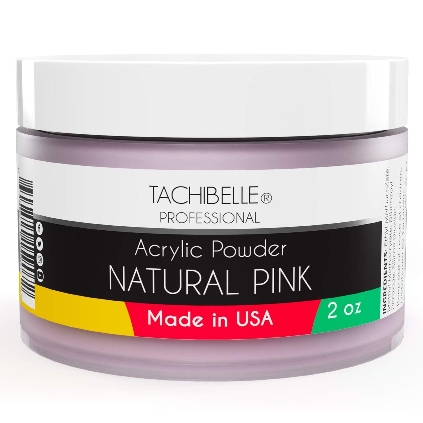 Tachibelle Professional Acrylic Nail System Acrylic Powder, 2 Oz. Made In Usa. Used In Professional Salons. (Natural Pink 2Oz)