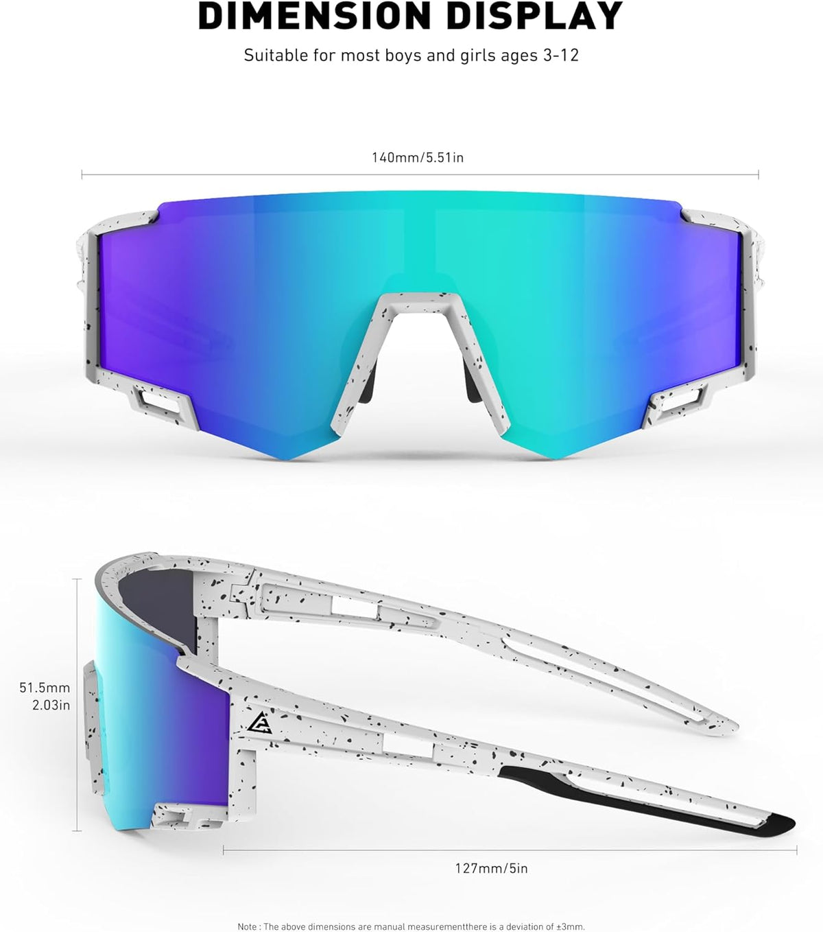 Skiennix Kids Sunglasses - UV400 Protection for Boys & Girls Ages 6-14 | 3-Pack Sports Shades