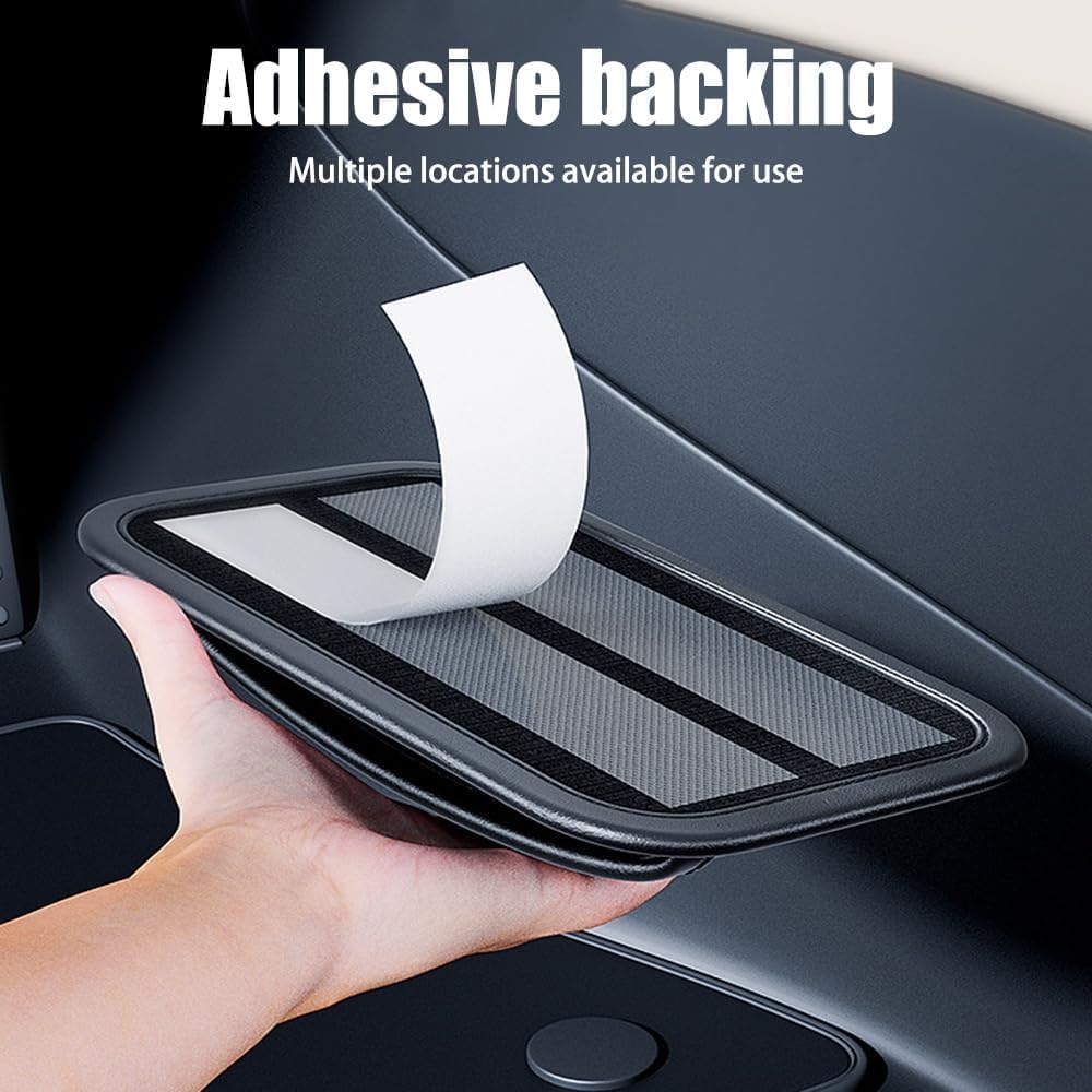 Tumecos Car Storage Bag Leather Small Debris Organizer Hanging Cell Phone Mobile Paste Type Bag for Stowing Tidy Universal Accessories（BlackA-2pcs）