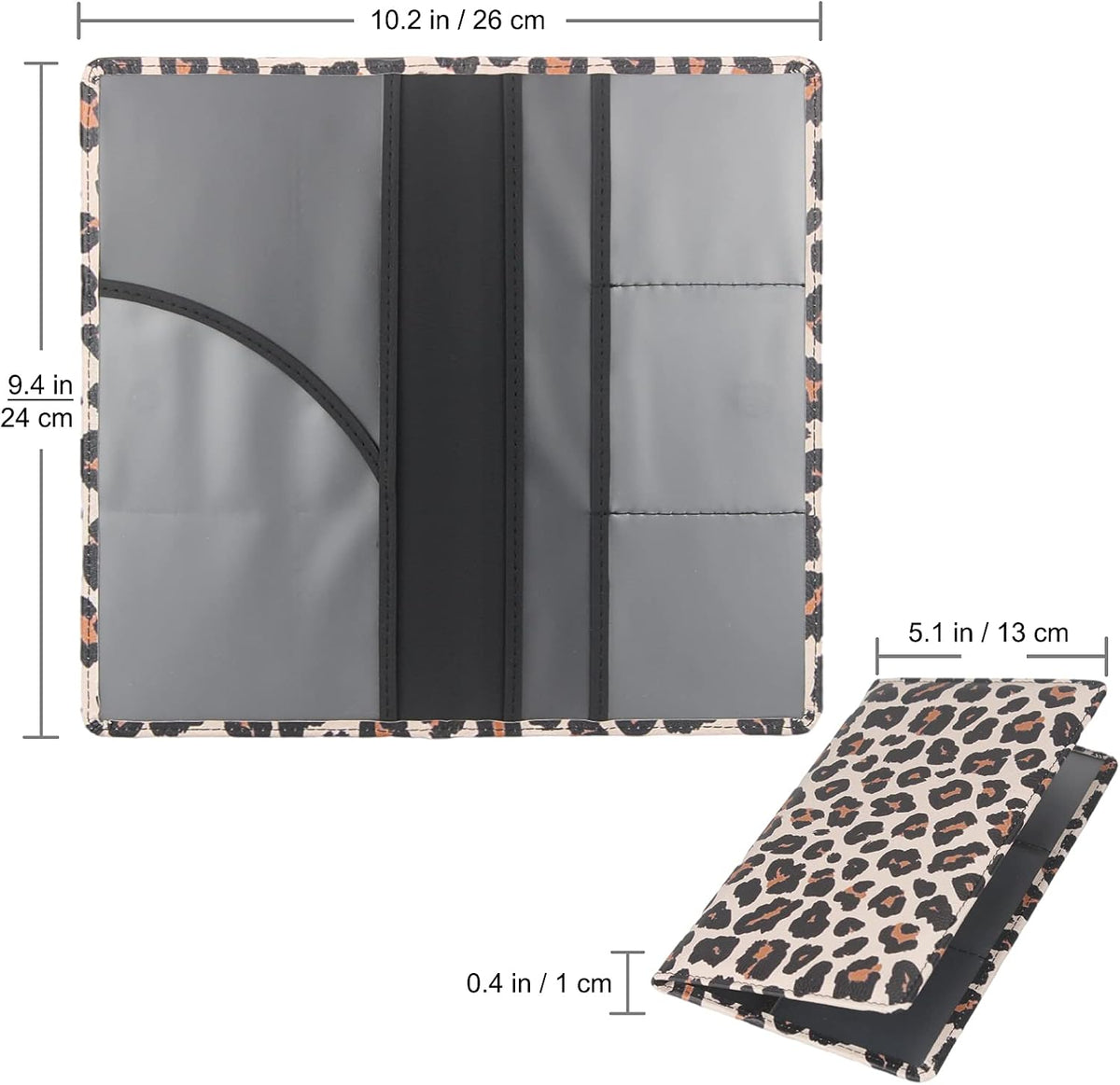 LumiMokki Premium Car Registration & Insurance Card Holder, Leopard