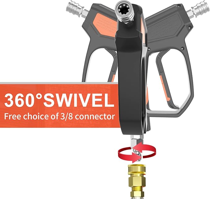 Pressure Washer Gun, 5000 PSI / 10.5 GPM with 3/8" Swivel Plug & M22-14mm/15mm Fittings, 5 Nozzle Tips, Suitable for Most Pressure Washers