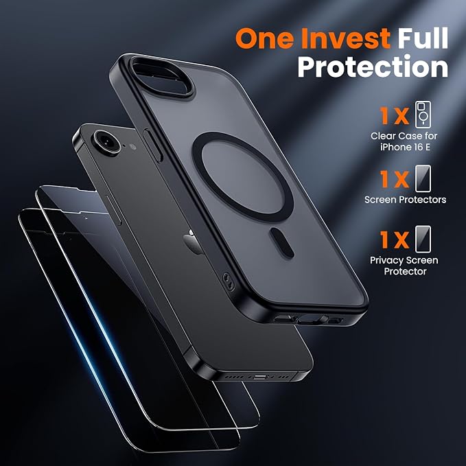 toushion 3 in 1 for iPhone 16E Case/iPhone 17E Case, Screen Protector*2