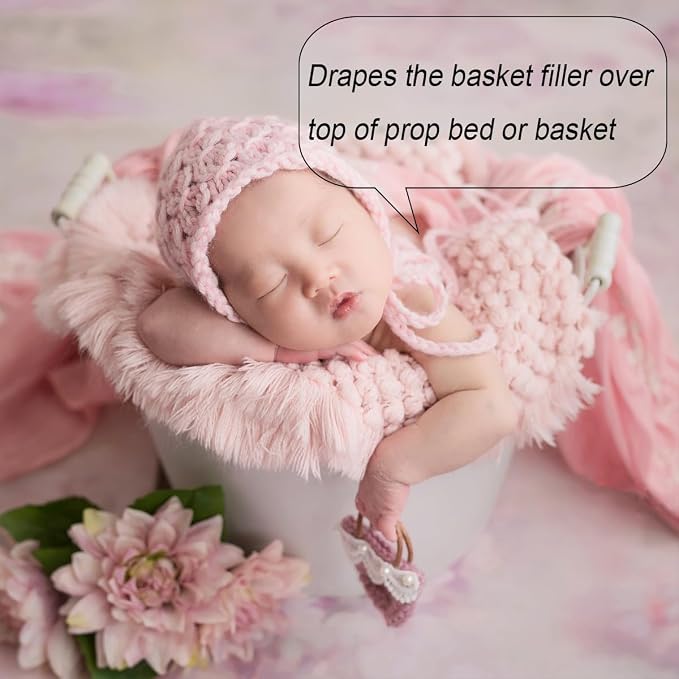 Zeroest Baby Photography Props Basket Braid Wool Wrap Newborn Photo Shoot